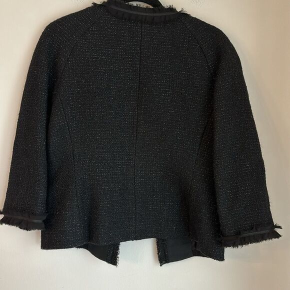 Talbots Women black tweed sparkle holiday raw hem blazer suit jacket size. 8 EUC - Picture 12 of 12